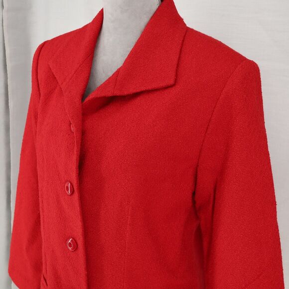 Coldwater Creek Jacket Womens Large Red Tweed Lined Blazer Pockets Career - Picture 9 of 16